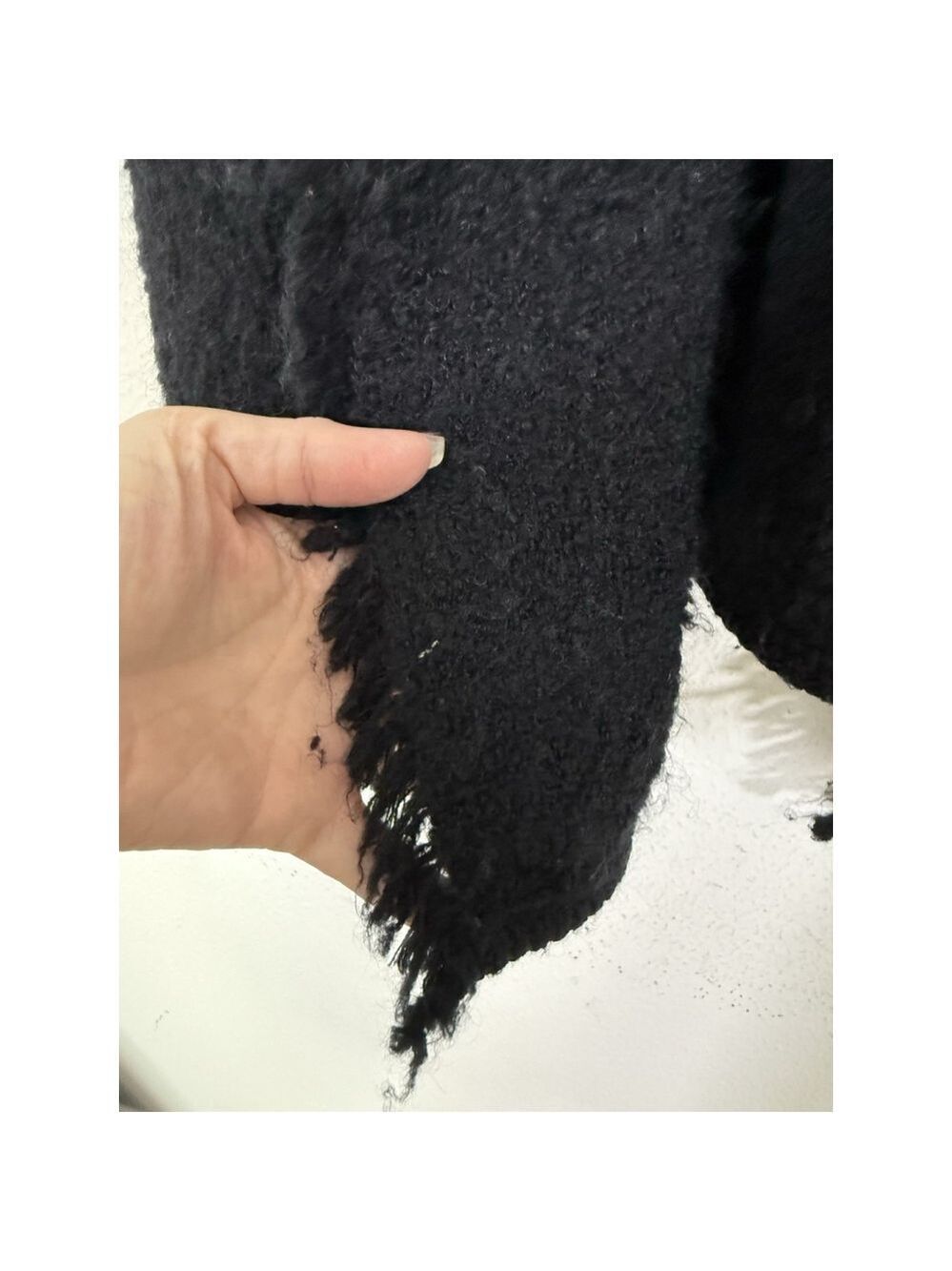 VINCE Wool Mohair Chunky Cardigan Sweater Small Black Open Front Chunky Knit - Picture 8 of 9